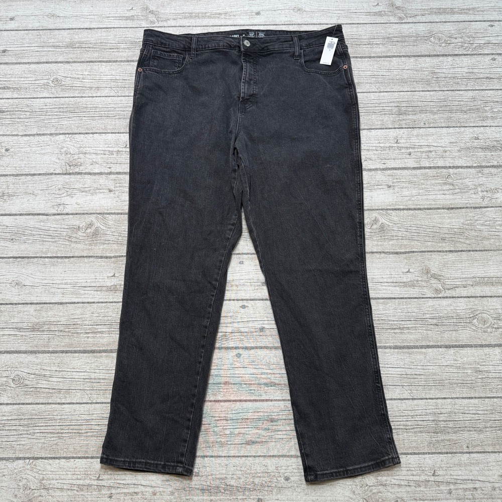 NEW Old Navy Jeans Women's 18 Black Denim High Rise Vintage Slim Tapered Stretch